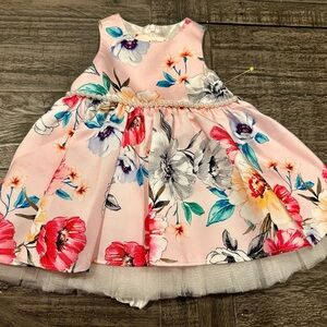 American Princess Floral Sleeveless Dress with Tulle Skirt